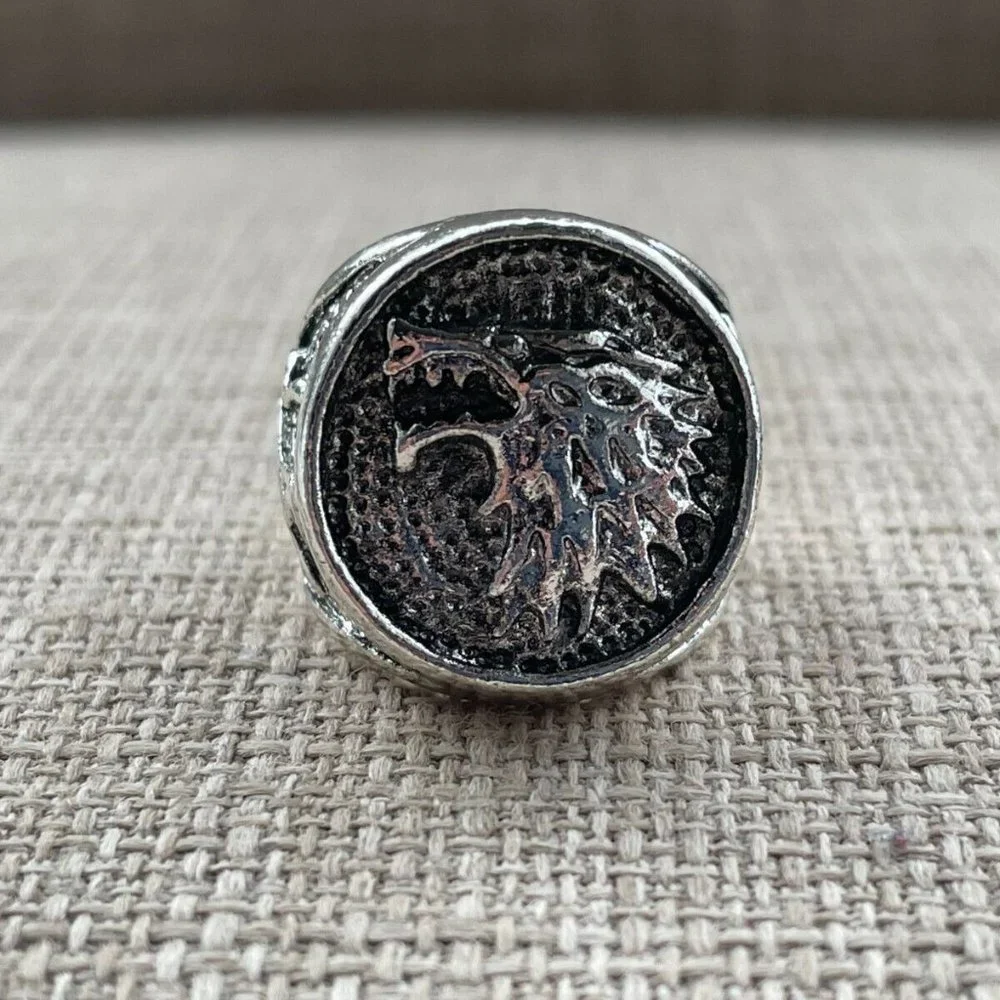Men Fashion Rings Silver Tone Antique Style Jewelry Unisex Ring Size 7
